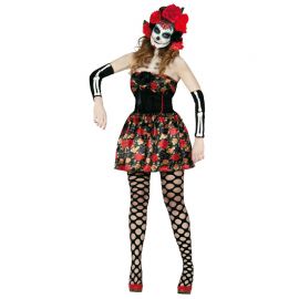 Disfraz de Catrina para Mujer con Diadema Flores Disfraz de Catrina para Mujer con Diadema Flores