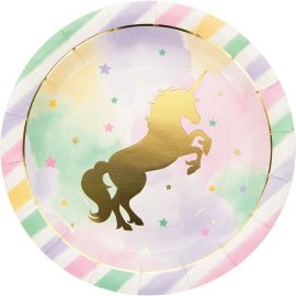 8 Platos Unicornio Sparkle 23 cm 8 Platos Unicornio Sparkle 23 cm