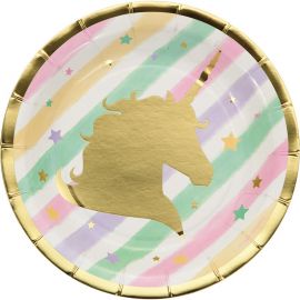 8 Platos Unicornio Sparkle 18 cm 8 Platos Unicornio Sparkle 18 cm