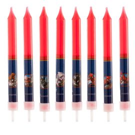 8 Velas forma Palillo Spiderman 9 cm 8 Velas forma Palillo Spiderman 9 cm