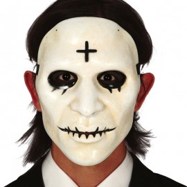 Weiße Maske mit Kreuz Mann
