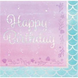 Irisierende Happy Birthday Meerjungfrau-Servietten Irisierende Happy Birthday Meerjungfrau-Servietten