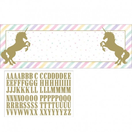 Schild mit Einhorn Goldfolie Aufkleber