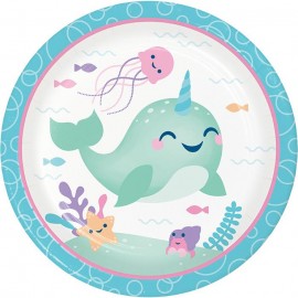8 Platos Unicornio Ballena 23 cm 8 Platos Unicornio Ballena 23 cm
