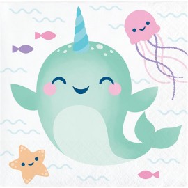 16 Servilletas Unicornio Ballena 25 cm 16 Servilletas Unicornio Ballena 25 cm