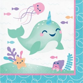 16 Servilletas Unicornio Ballena 33 cm 16 Servilletas Unicornio Ballena 33 cm