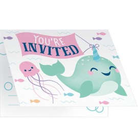 8 Invitaciones Unicornio Ballena 8 Invitaciones Unicornio Ballena