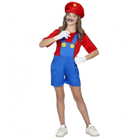 Klempner-Mario-Kostüm Für Mädchen