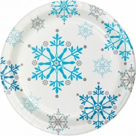 8 Platos Copos de Nieve de 18 Cm 8 Platos Copos de Nieve de 18 Cm