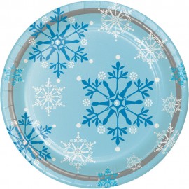 8 Platos Copos de Nieve de 23 Cm 8 Platos Copos de Nieve de 23 Cm
