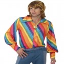 70er Jahre regenbogenfarbenes Hemd