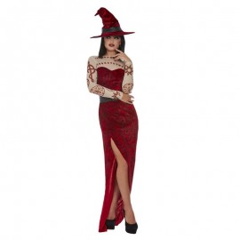 Disfraz de bruja satánica rojo Disfraz de bruja satánica rojo