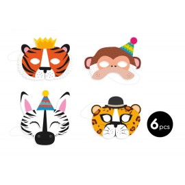 6 Máscaras de Animales de la Jungla de Cartón 6 Máscaras de Animales de la Jungla de Cartón