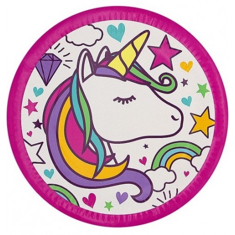8 Platos Lovely Unicorn 23 cm
